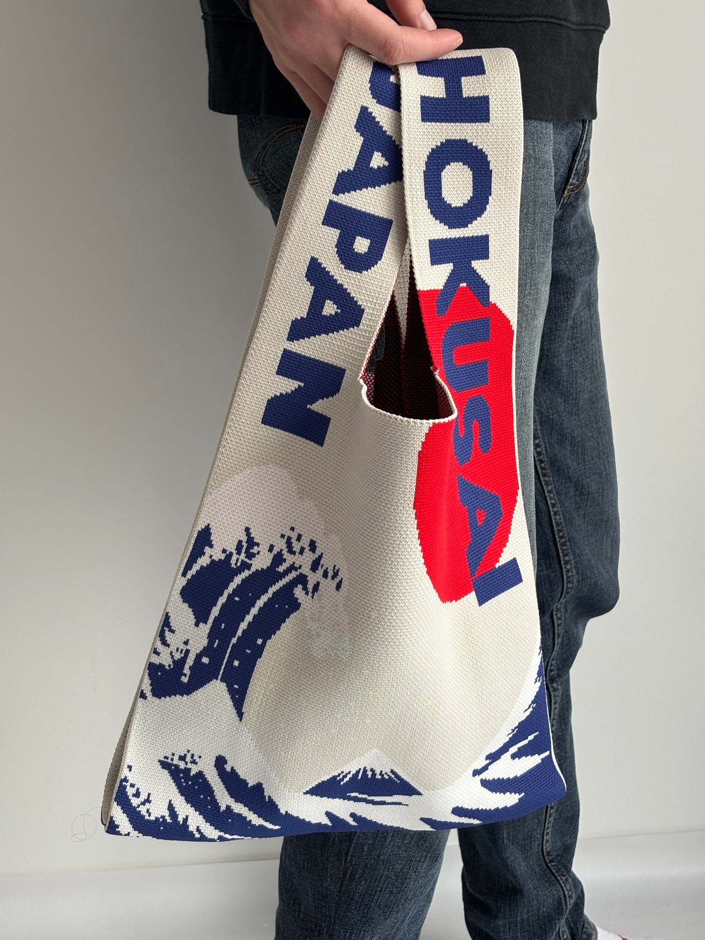 Japan woollen shopping tote bag